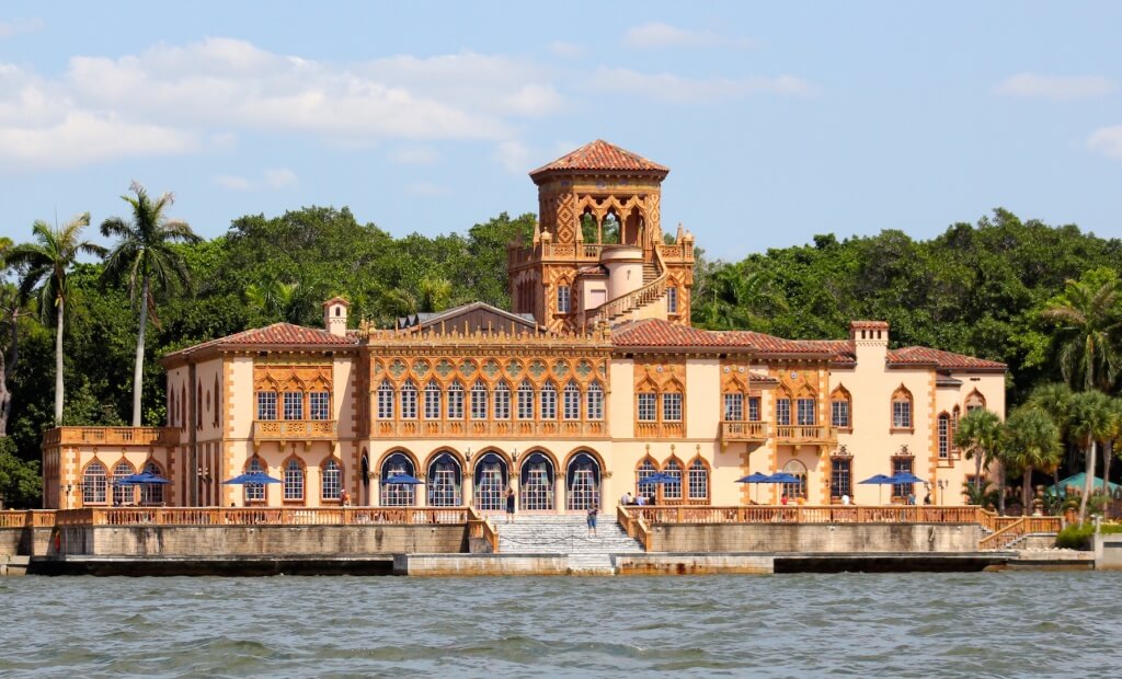 The Ringling Ca' d'Zan mansion viewed from Sarasota Bay